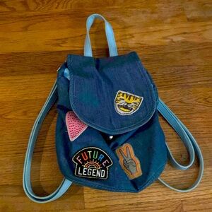MINI BLUE BACKPACK WITH PATCHES